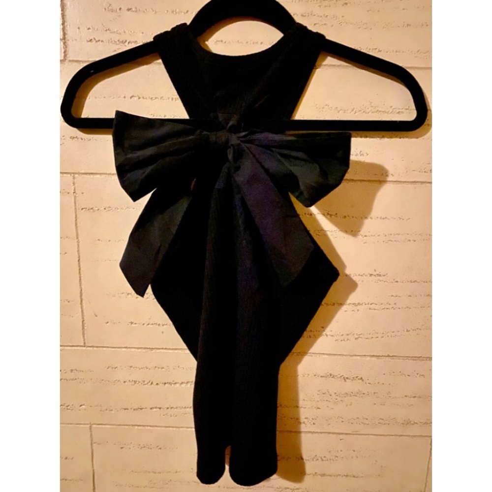 Anthropologie Sunday in Brooklyn Bow-Tie Racerback Black Ribbed Tank NWT - Picture 4 of 5